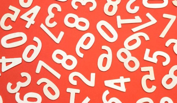 White numbers scattered