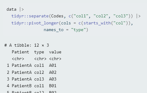 Screenshot of the R code to create a tibble used in the blog